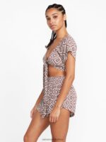 Z0ZR08946 Slate Grey Women Retrospectacle Shorts Volcom Clothing - Image 9