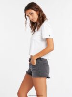 Z0ZR08957 Vintage Black Women Stoney Stretch Denim Shorts Volcom Clothing - Image 3