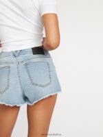 Z0ZR08962 Retro Blue Women Stoney Stretch Denim Shorts Volcom Clothing - Image 3