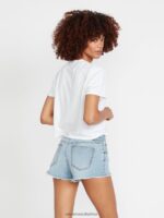 Z0ZR08962 Retro Blue Women Stoney Stretch Denim Shorts Volcom Clothing - Image 4